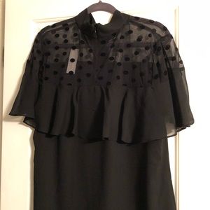 New York & Co. black polka dot dress shirt